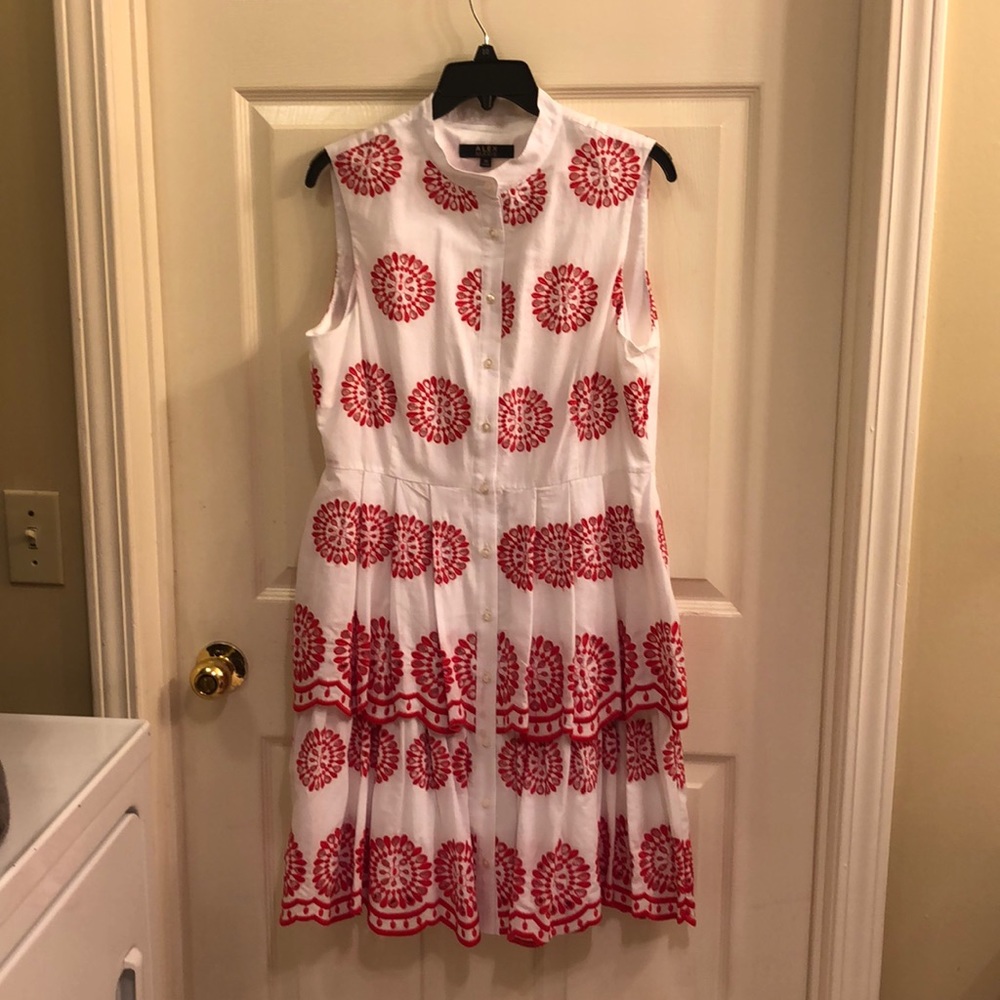 Alex Marie red and white sleeveless dress